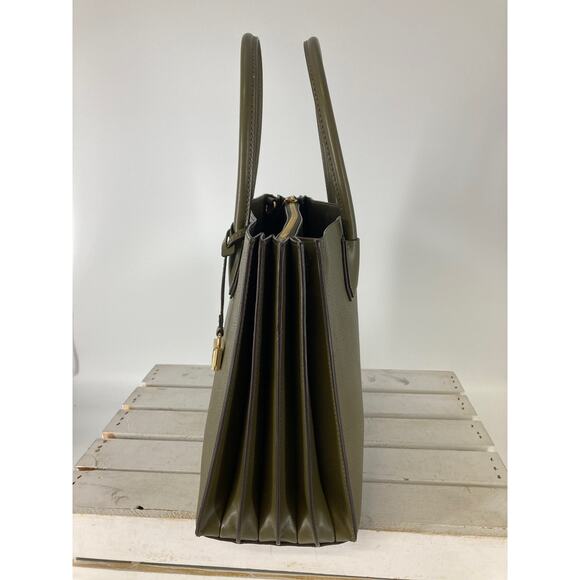 MICHAEL KORS, PEBBLED LEATHER OLIVE GREEEN LARGE HANDBAG - Picture 5 of 16